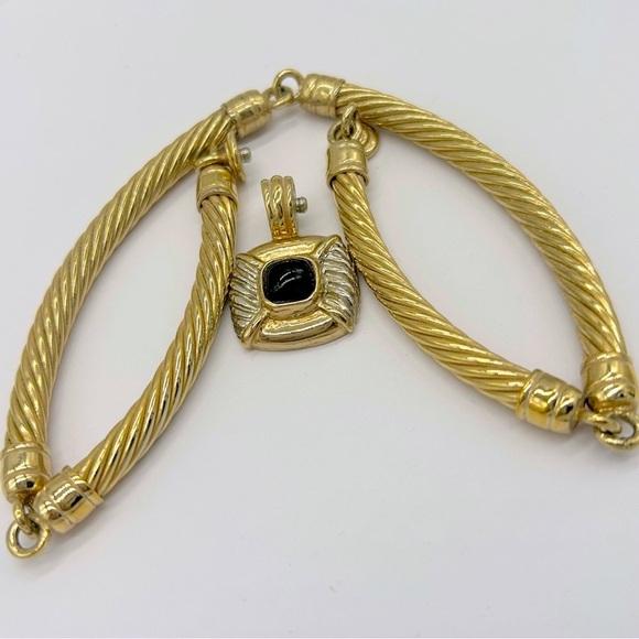 Stocko Vintage Twisted Rope Black Pendant Snap Clasp Necklace - Picture 2 of 5